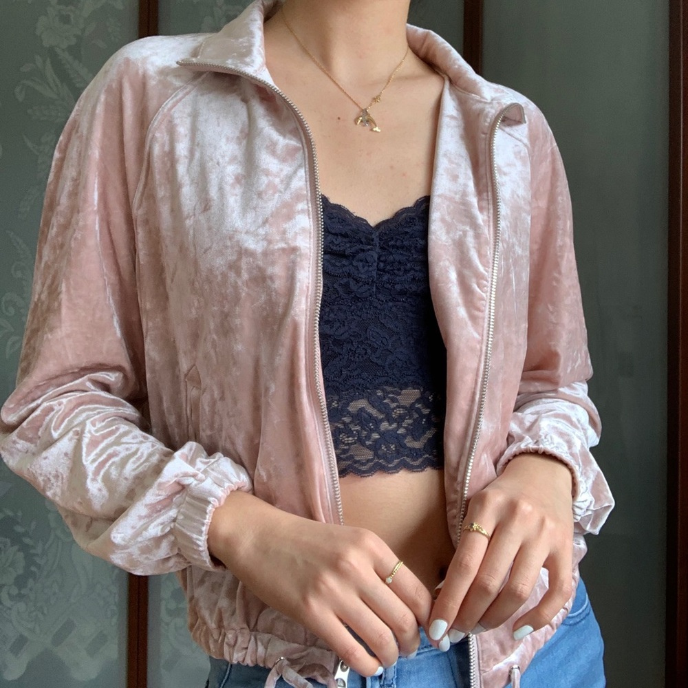 H&M Rosé Pink Velvet Satin Jacket